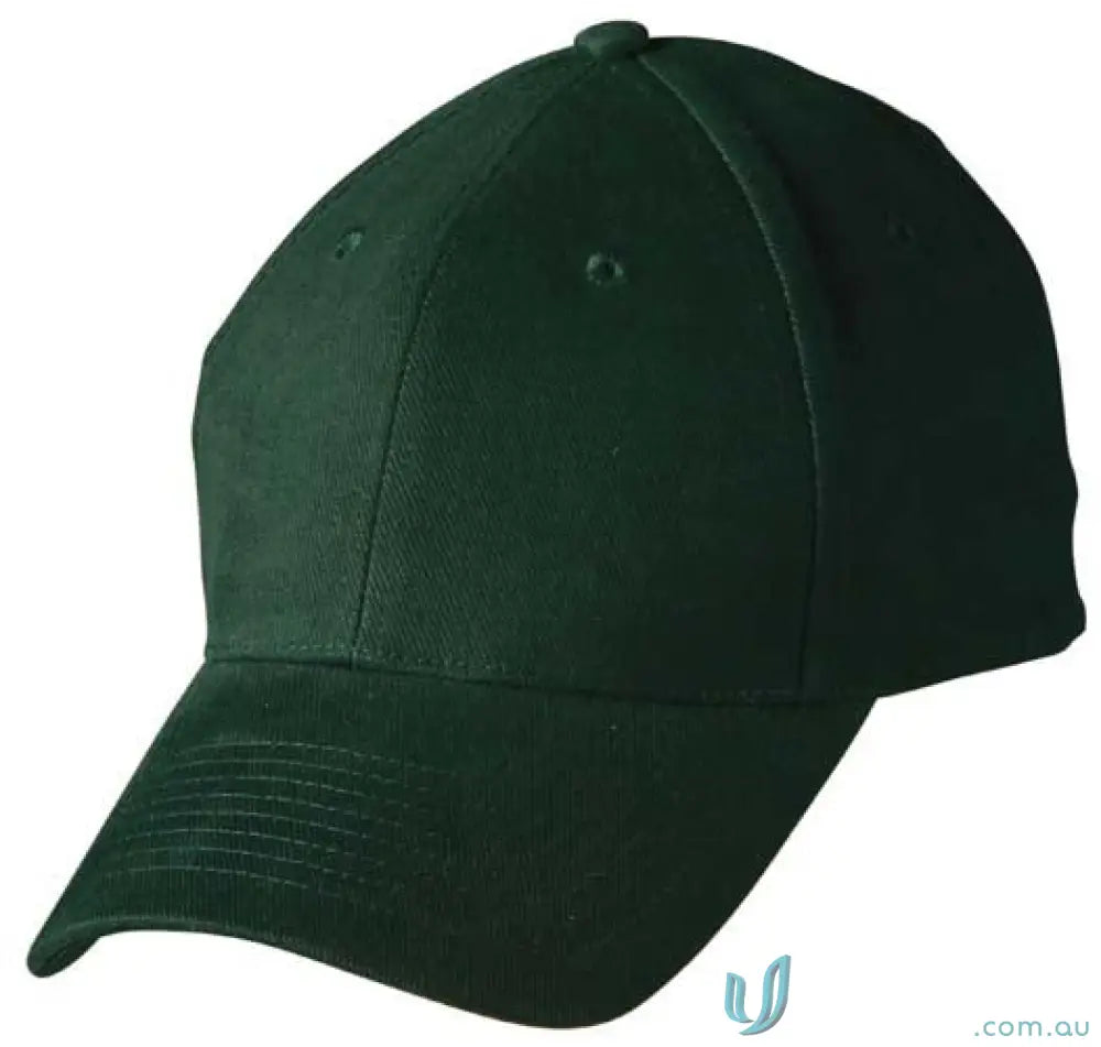 Dark green 10x Bundle Cap with curved brim, heavy brushed cotton, 6-panel structured design