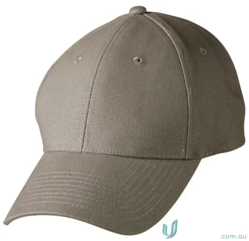 Plain tan 6-panel structured baseball cap in heavy brushed cotton from 10x Bundle Cap