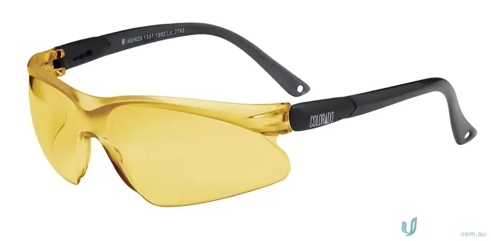 Yellow-lensed safety glasses with black temples from 1pk.COLORADO workwear collection