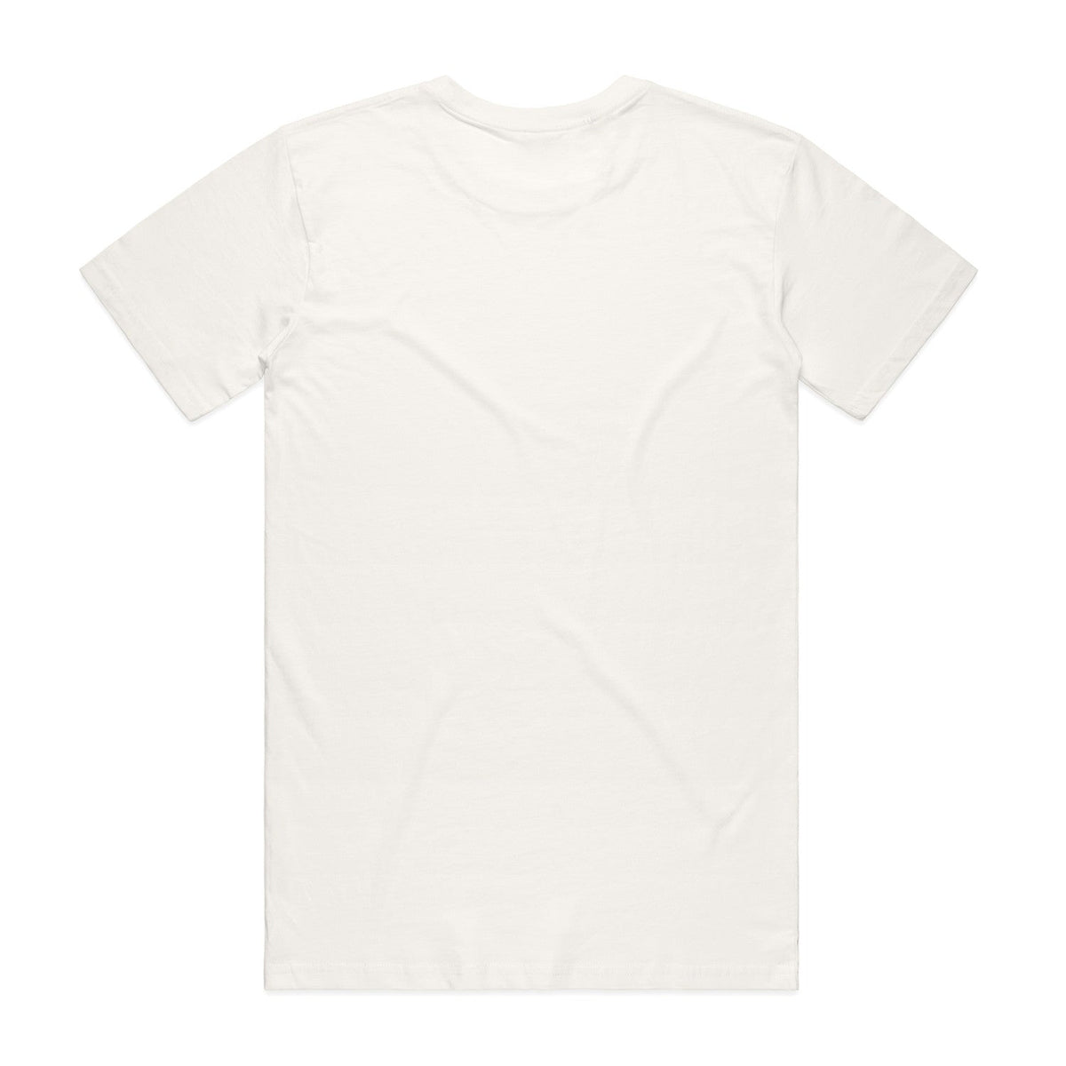 White v-neck t-shirt with short sleeves and ribbed neckline.