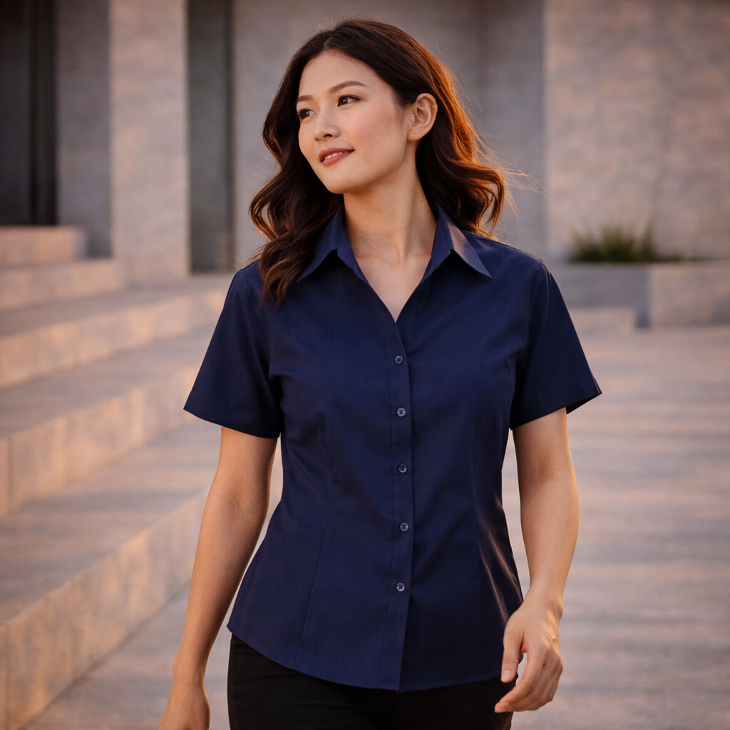 Biz Collection LB3601 Biz Ladies Oasis SS Shirt in Navy