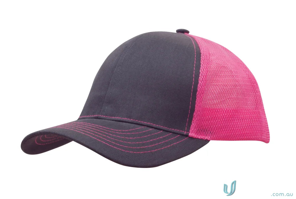 Dark gray Brushed Cotton with Mesh Back Cap perfect for uniforms or workwear, faq link inside