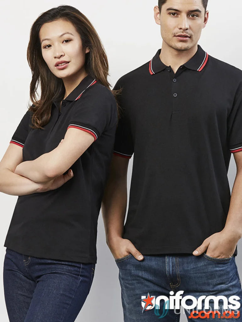 Matching black polo shirts from Cambridge Polo Biz Collection Mens p227ms, short sleeve style