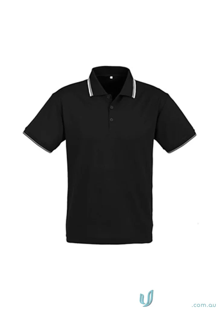 Cambridge Short Sleeve Biz Collection Mens P227MS black polo with white trim