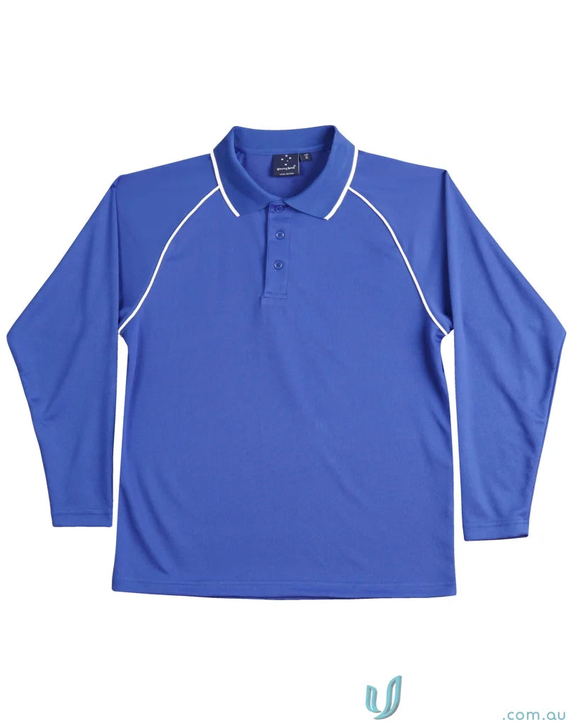 Blue cooldry champion long sleeve polo PS43 from Winning Spirit Raglan collection
