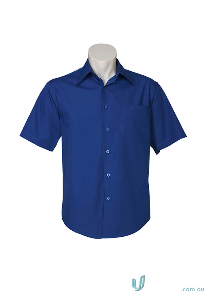 Blue Chelsea SS Shirt metro short sleeve tapered fit poplin blend tee for men