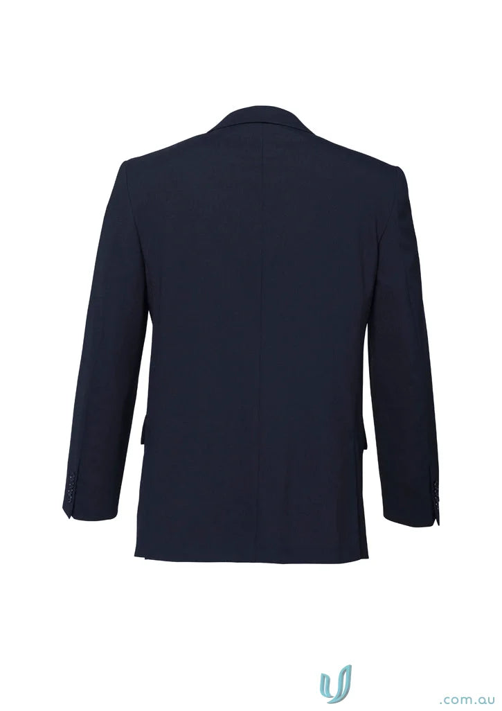 Dark blue Comfort Wool Mens 2 Button Single Breasted Jacket with premium wool stretch