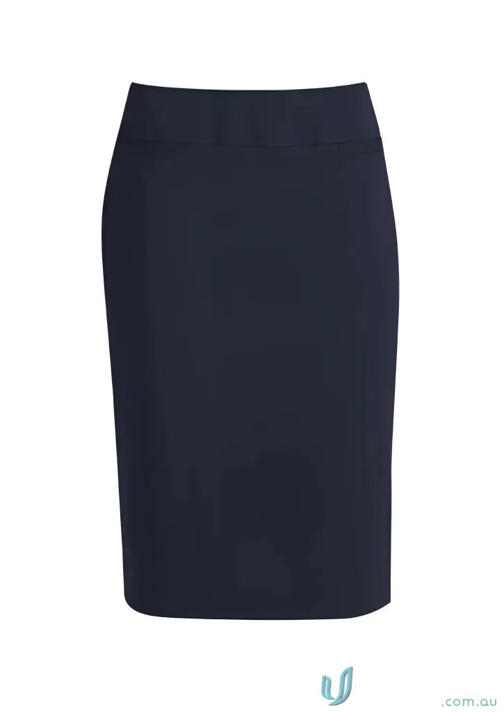 Dark blue womens cool stretch relaxed fit lined knee-length pencil skirt
