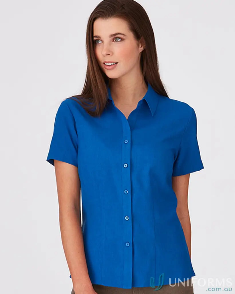 Vibrant blue CR EMB Ladies Ezylin SS Shirt perfect for work uniforms or workwear