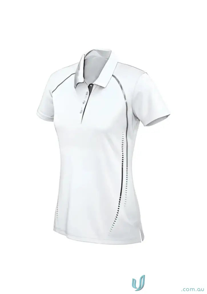 White womens polo shirt with gray accents from Biz Collection Cyber P604MS Mens Cyber