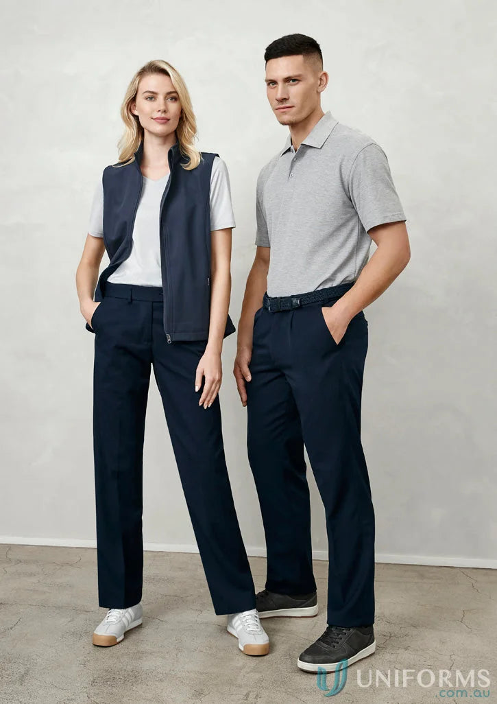 Two people rocking matching navy Detroit Pant Biz Collection Mens B S10110R style