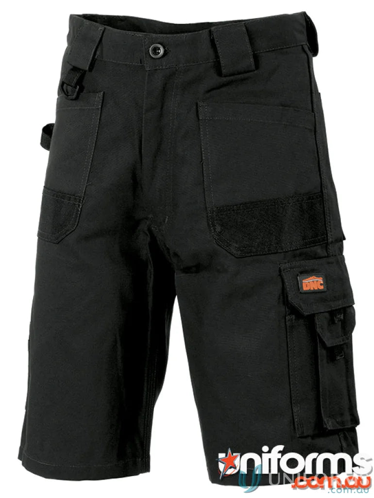 Black DNC Duratex Cotton Duck Weave Cargo Shorts with multiple pockets for rugged performance