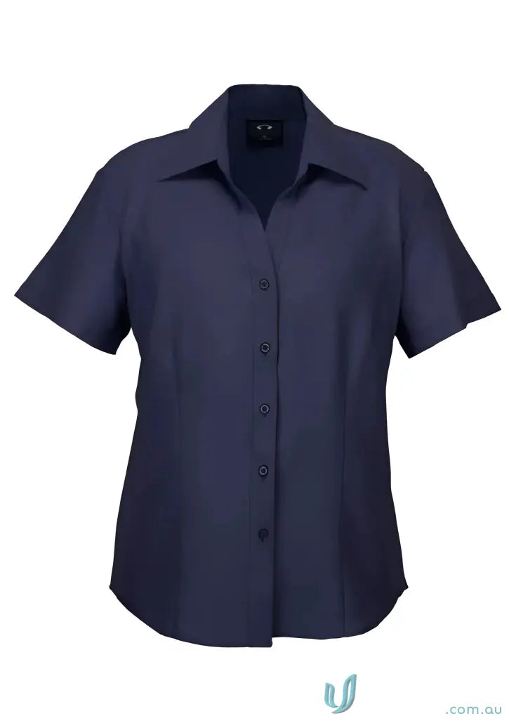 Navy blue Short-Sleeve Button-Down Shirt for workwear or uniforms - Mildura ELC JH-0763