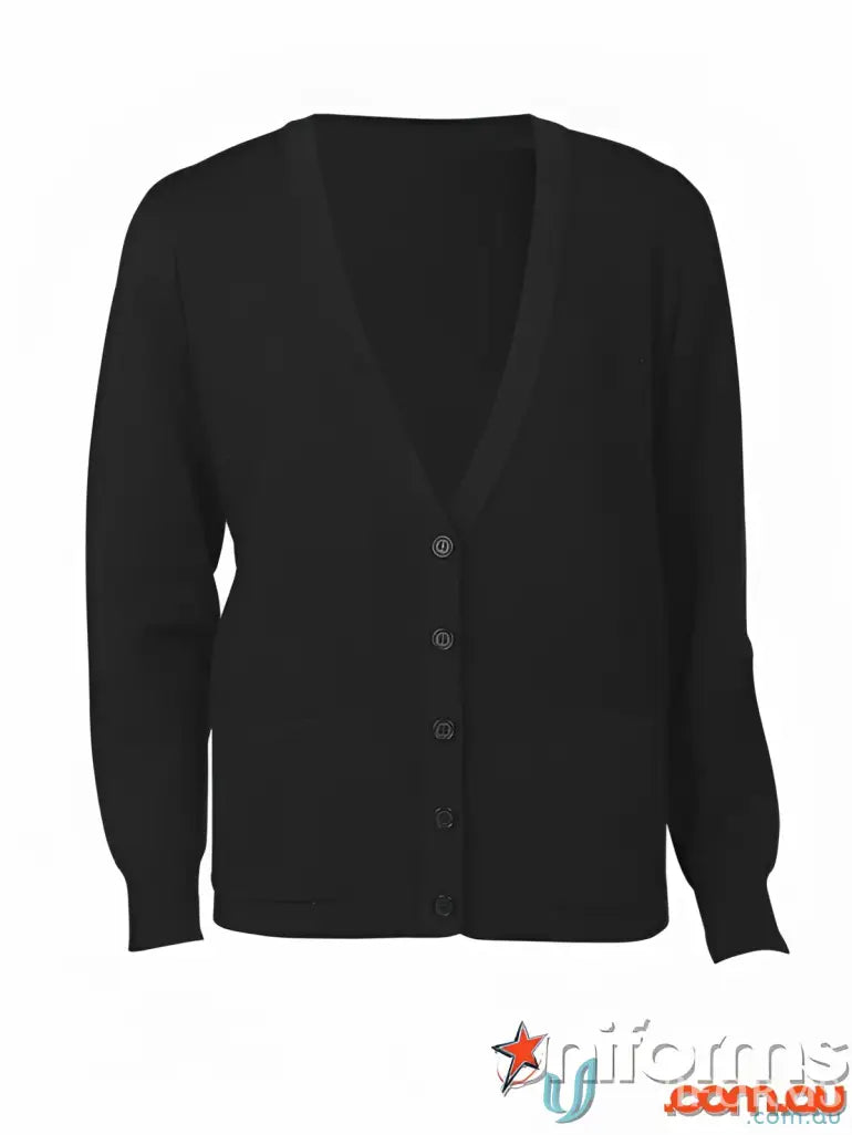 Black button-down cardigan from EILBECK Ladies Cardigan, perfect for work uniforms