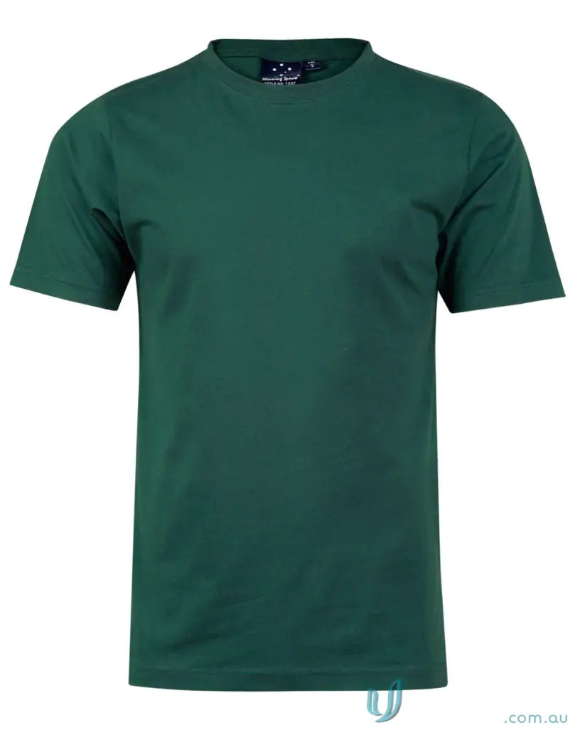 Green short-sleeved T-shirt made of combed cotton for kids’ uniforms or workwear