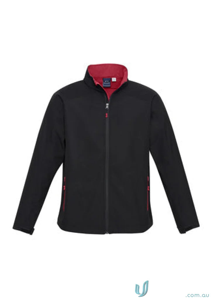 Geneva Jacket Black softshell with red lining, perfect for biz tech style J307M
