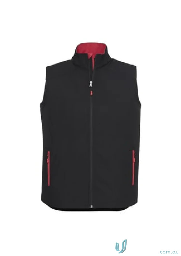 Black and red Geneva Softshell Vest from J404M Collection Mens in Biz Collection Mens