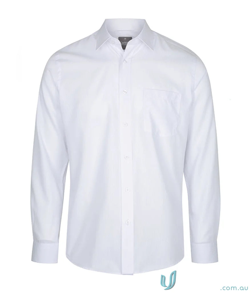 White square textured long sleeve shirt from Guildford Square, easy iron, perfect for Office wear