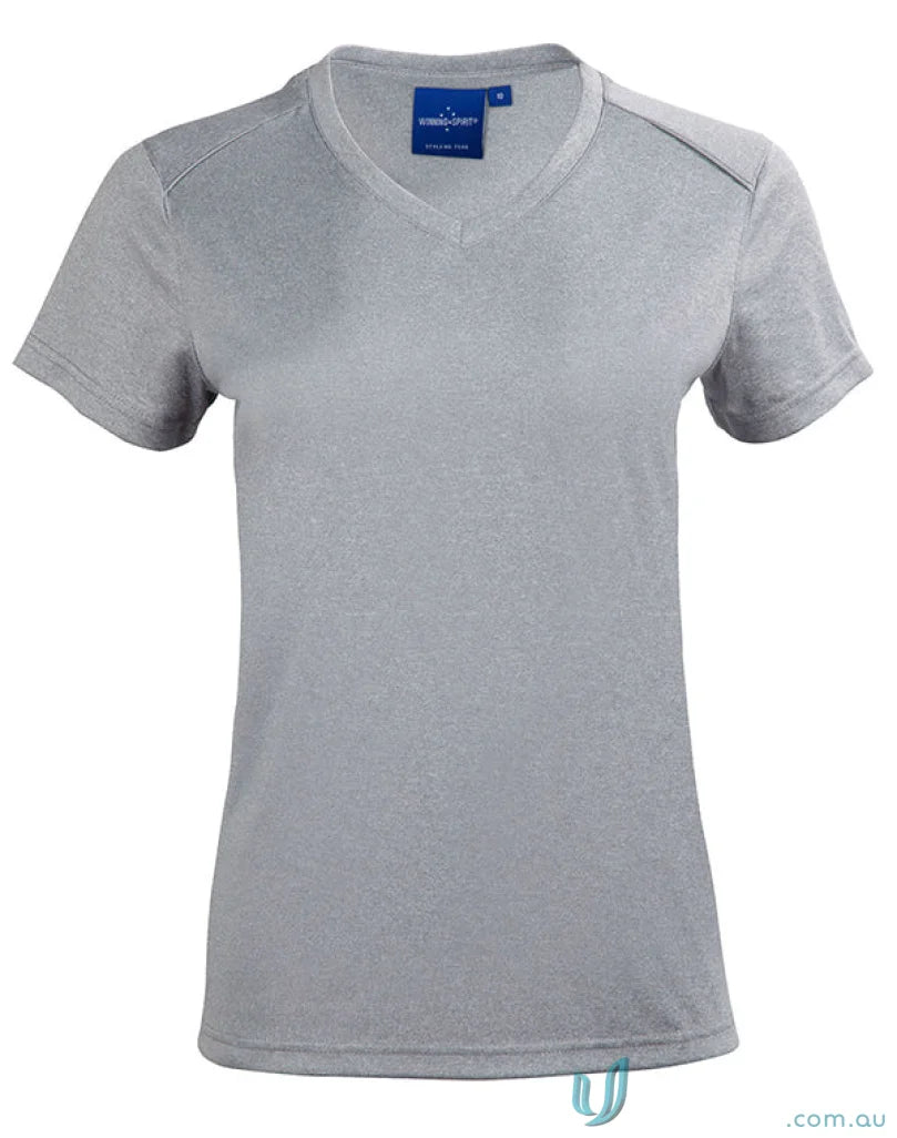 Gray V-neck T-shirt from TS46 Harland Tee, perfect for winning spirit ladies tee
