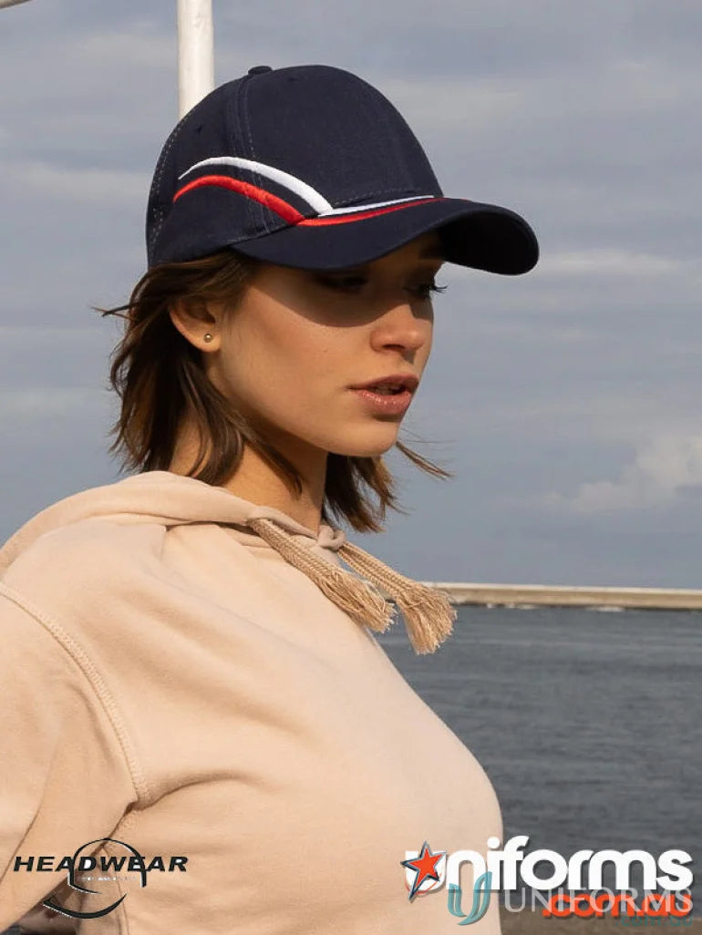 Navy blue baseball cap with curved embroidery, perfect for uniforms and workwear