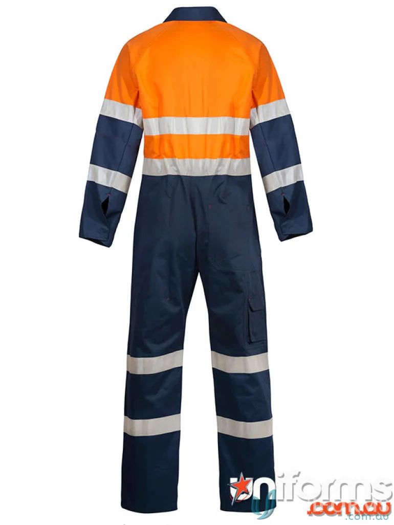 Orange and navy Blue Reflective Tape Workwear Jumpsuit for Safe Uniforms