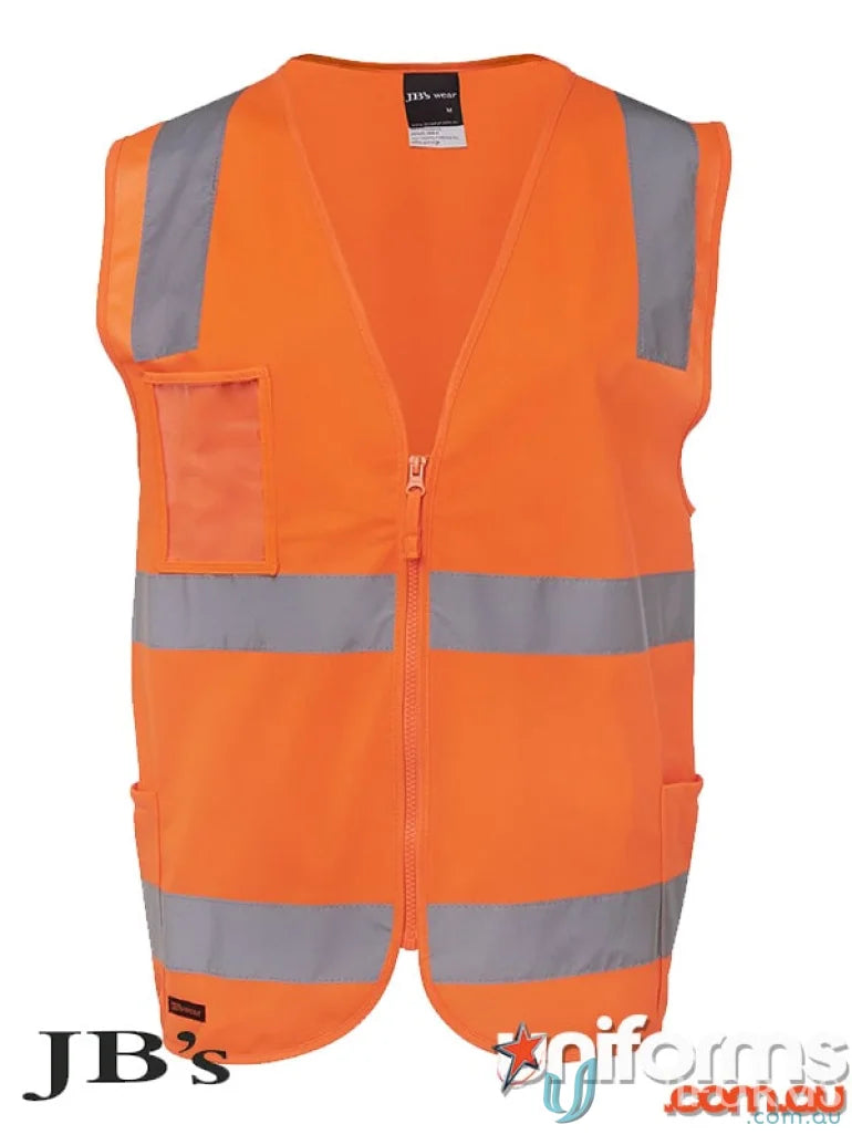 Orange safety vest with reflective stripes meets Australian standards, perfect for uniforms
