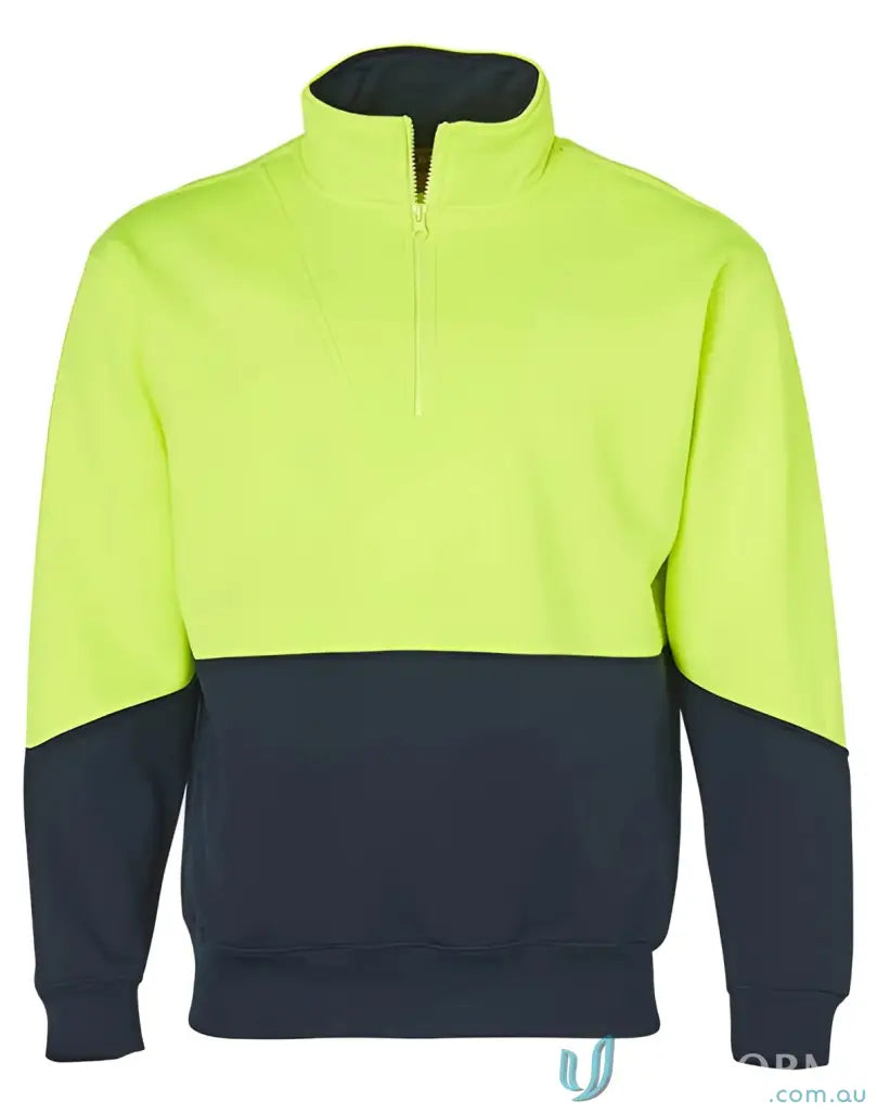 Two-tone quarter-zip sweatshirt from Winning Spirit, sw13a Hi-Vis Long long sleeve fleece sweat