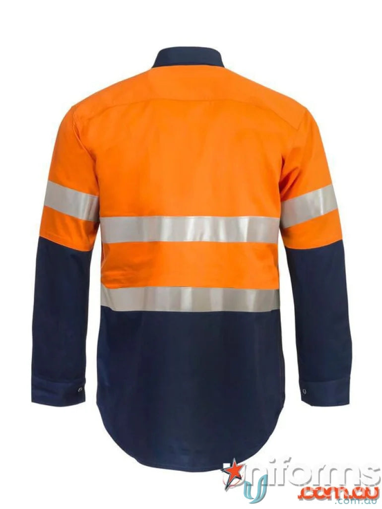 HiVis LS Shirt with Reflective Tape featuring reinforced stress points and twin needle stitching