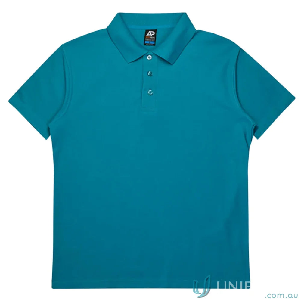 Hunter Polo teal short-sleeved pique knit polo shirt for uniforms