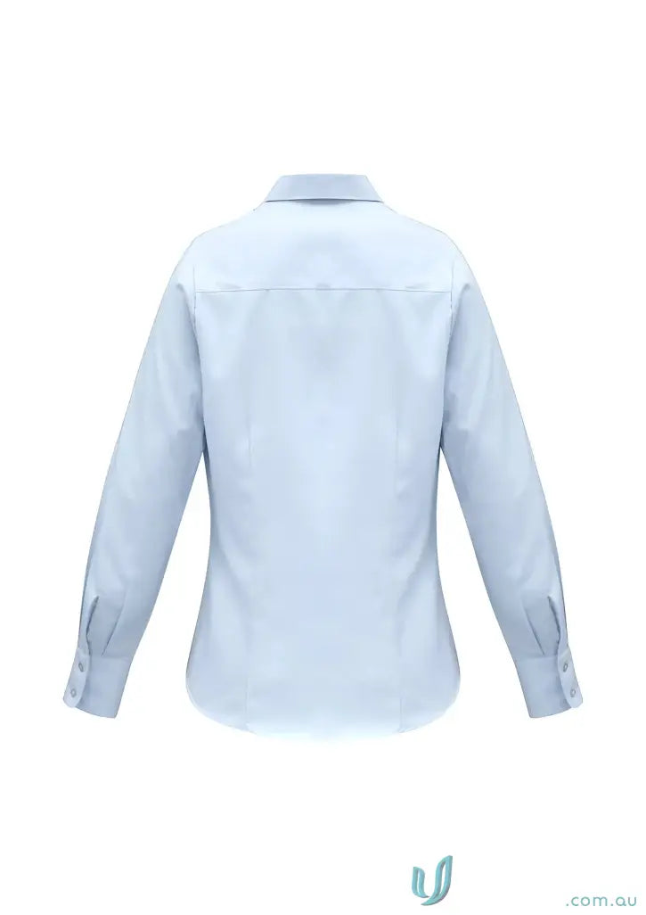Light blue IOP Ladies Premium Cotton LS Shirt with mini herringbone pattern