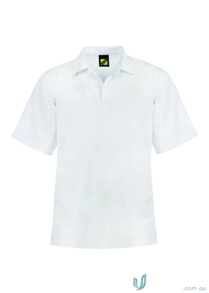 White short-sleeved collared shirt for WS3001 JacShirt, industrial laundry friendly food processing gear
