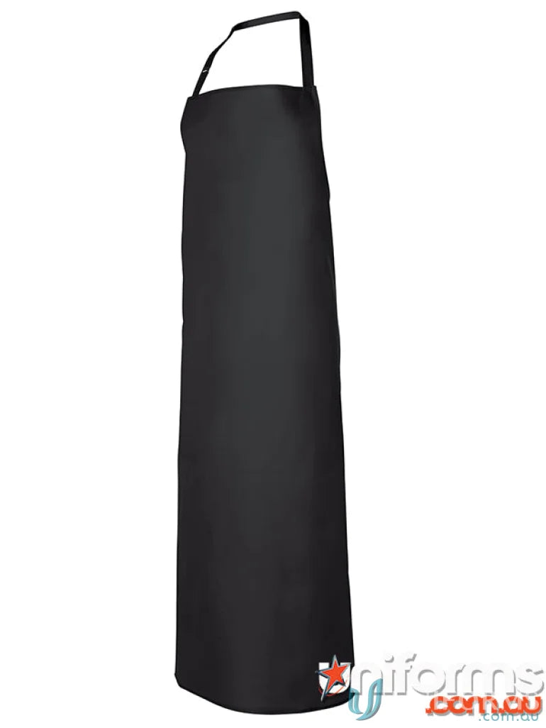 Black apron with neck strap from JBs 490gsm Vinyl Apron 90cm120cm, perfect for work uniforms
