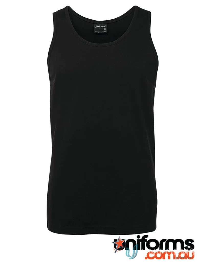 Black tank top from JBs Adults Singlet made with ring-spun jersey knit for all-day comfort