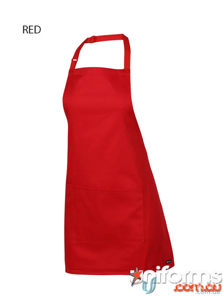 Red adjustable apron for work uniforms and workwear, JB’s Bib Apron 65x71mm