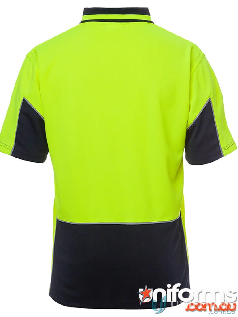 Two-tone safety polo shirt made with durable fabric, ideal for NZS uniforms