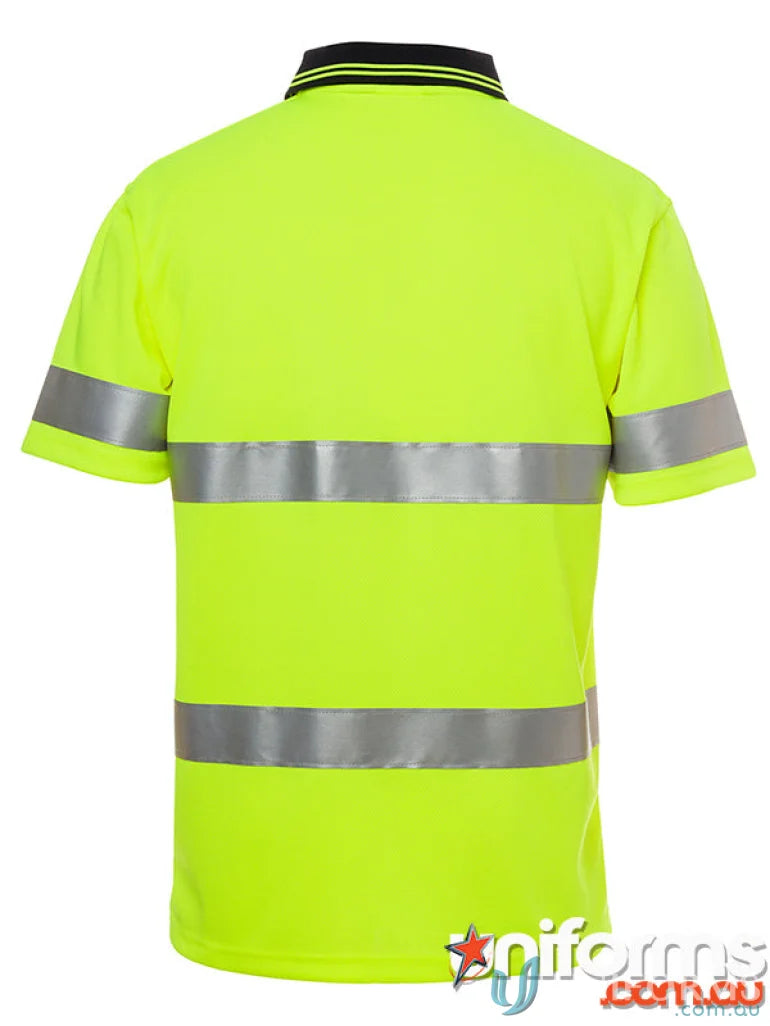 Yellow safety polo shirt from JBs HiVis D+N traditional workwear uniform fabric