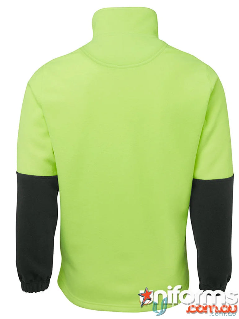 High-visibility lime navy fleece jacket from JBs HiVis Half Zip Polar Jumper perfect for uniforms