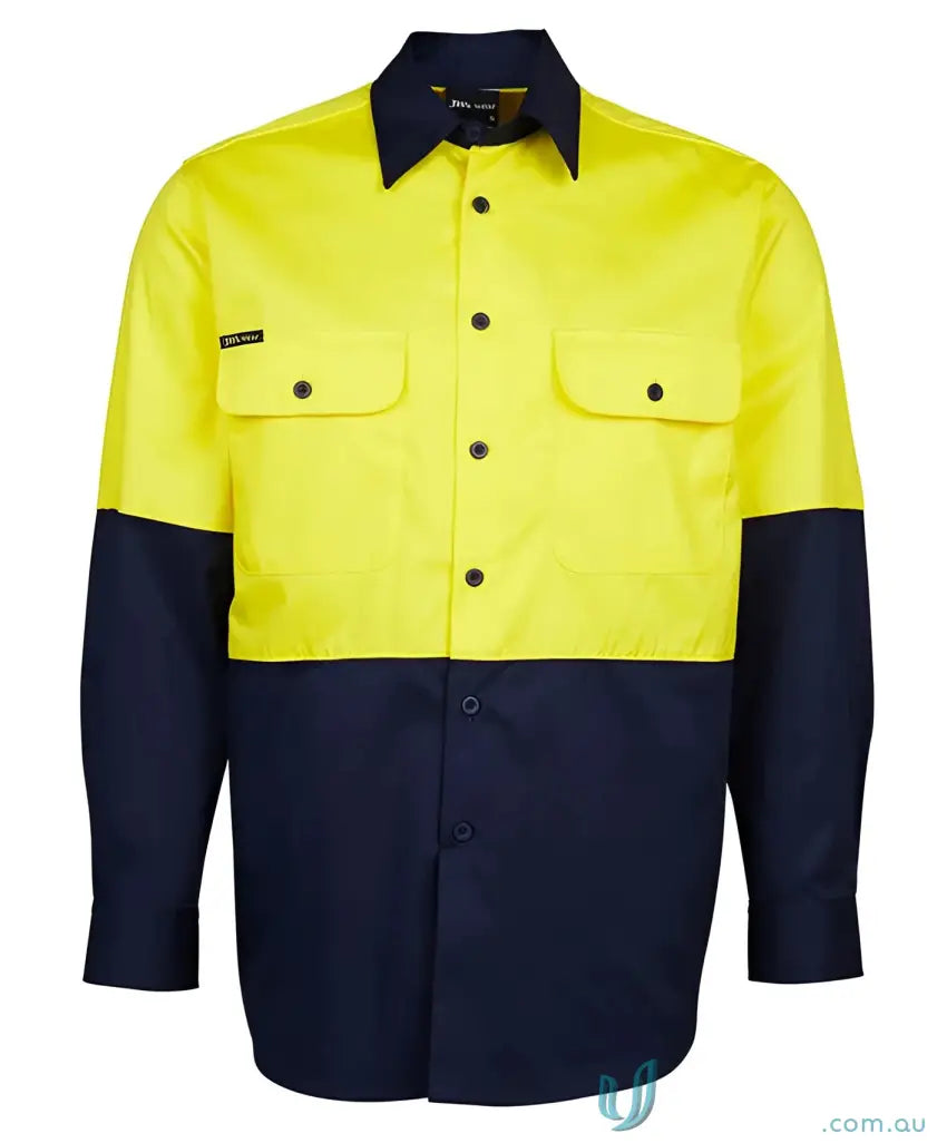 Two-tone work shirt with collar in 9XL size from JBs HiVis LS Light Work Shirts uniforms