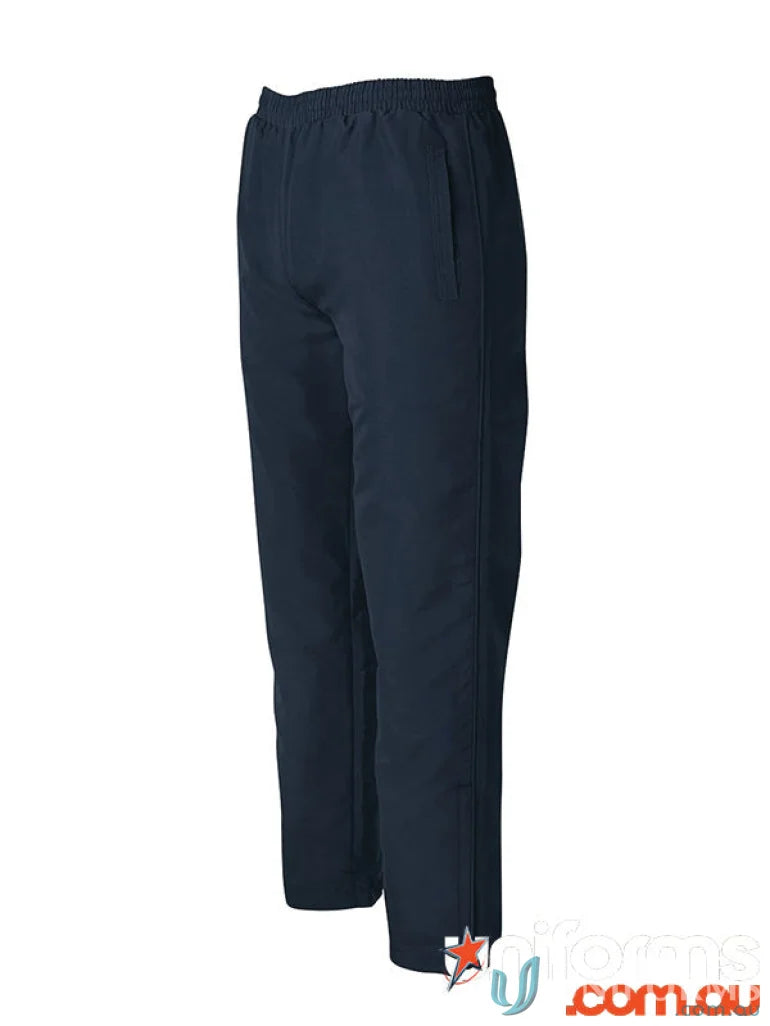 Navy blue elastic waist pants from JBs Podium Adults Warm Up Zip Pant for maximum comfort