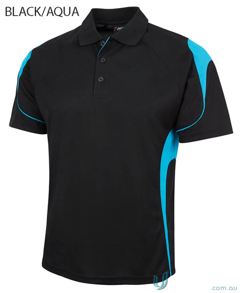 Black and aqua JBs Podium Bell Polo shirt for stay cool urban fit style