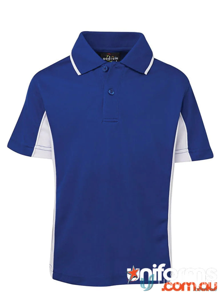 Blue and white kids contrast polo shirt from JBΒs Podium Kids collection