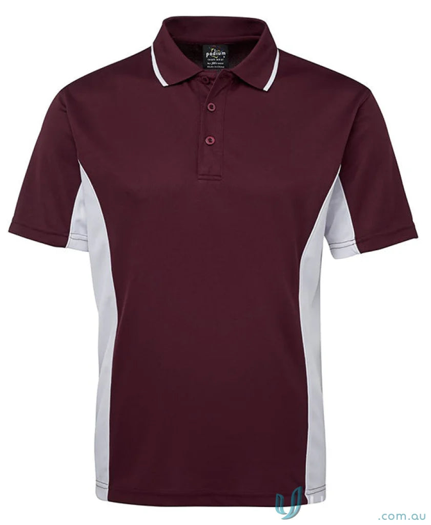 Kids contrast polo shirt in maroon and white from JBΒs Podium Kids collection
