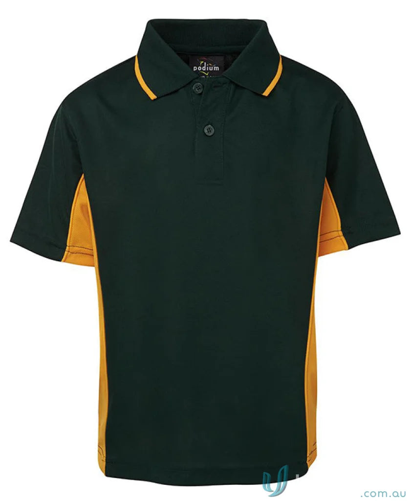Kids contrast polo from JBΒs Podium Kids with stylish two-tone design