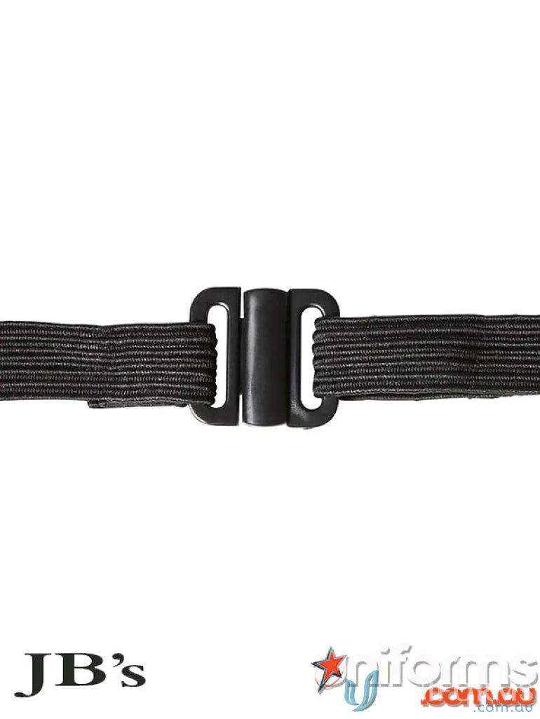 Black elastic strap with plastic buckle for JBs Waiting Bow Tie, perfect for uniforms and workwear