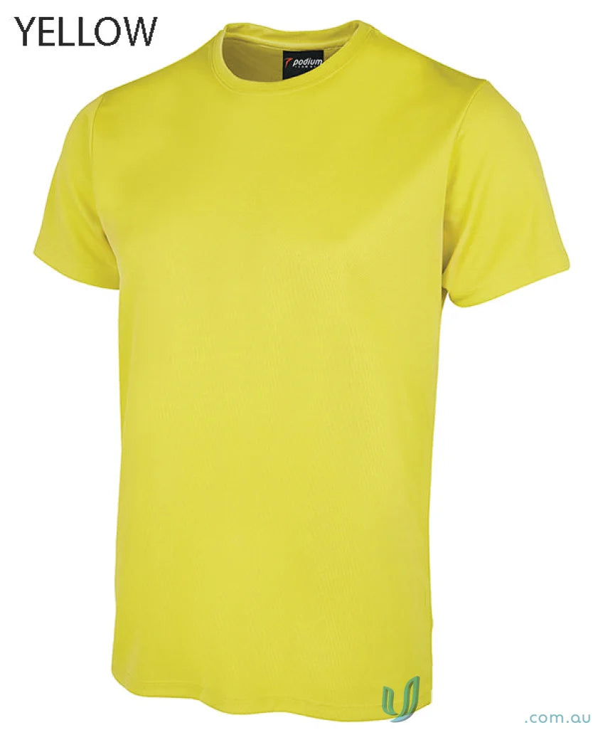 Yellow short-sleeved JBS Wear Podium Poly Tee for sun protection and podium cool style
