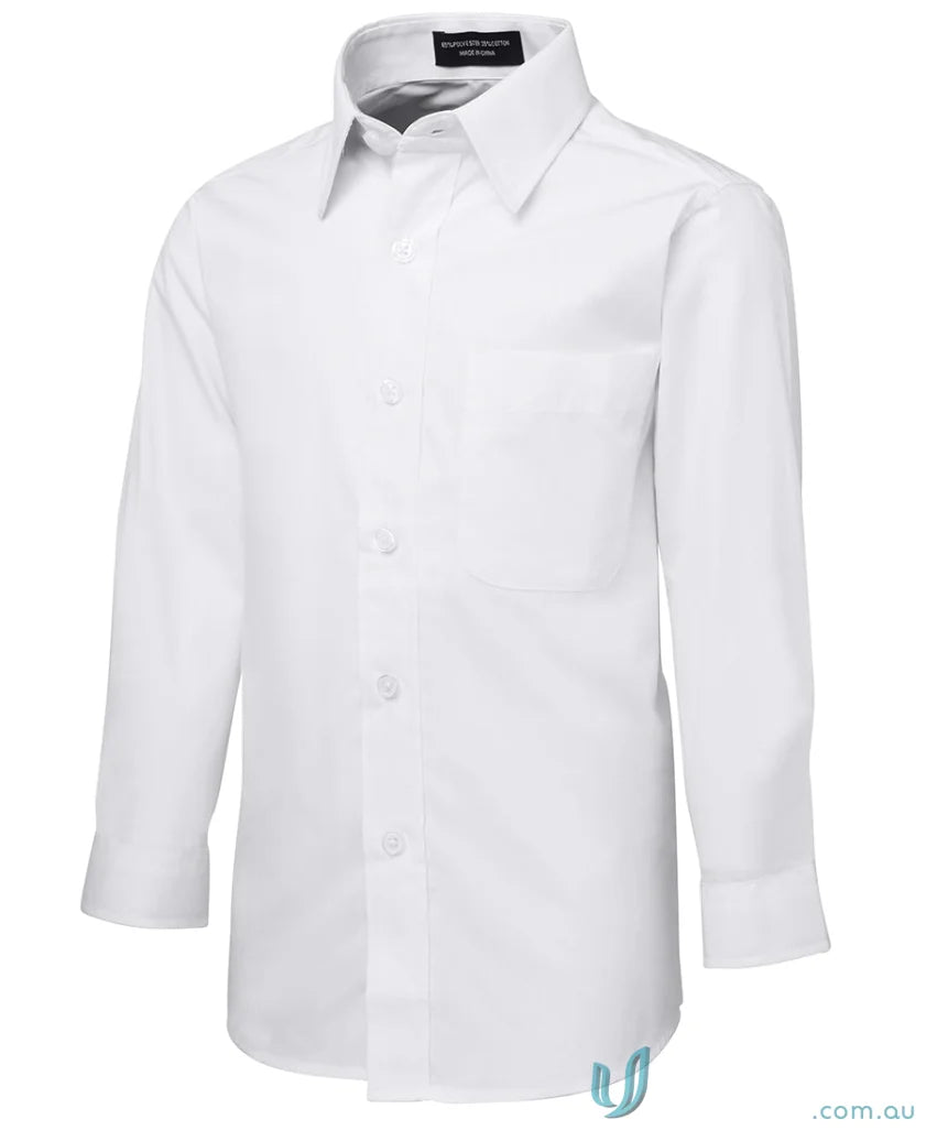 Kids LS School Shirt with comfort two-piece collar, inverted pleats, curved hem, easy care fabric
