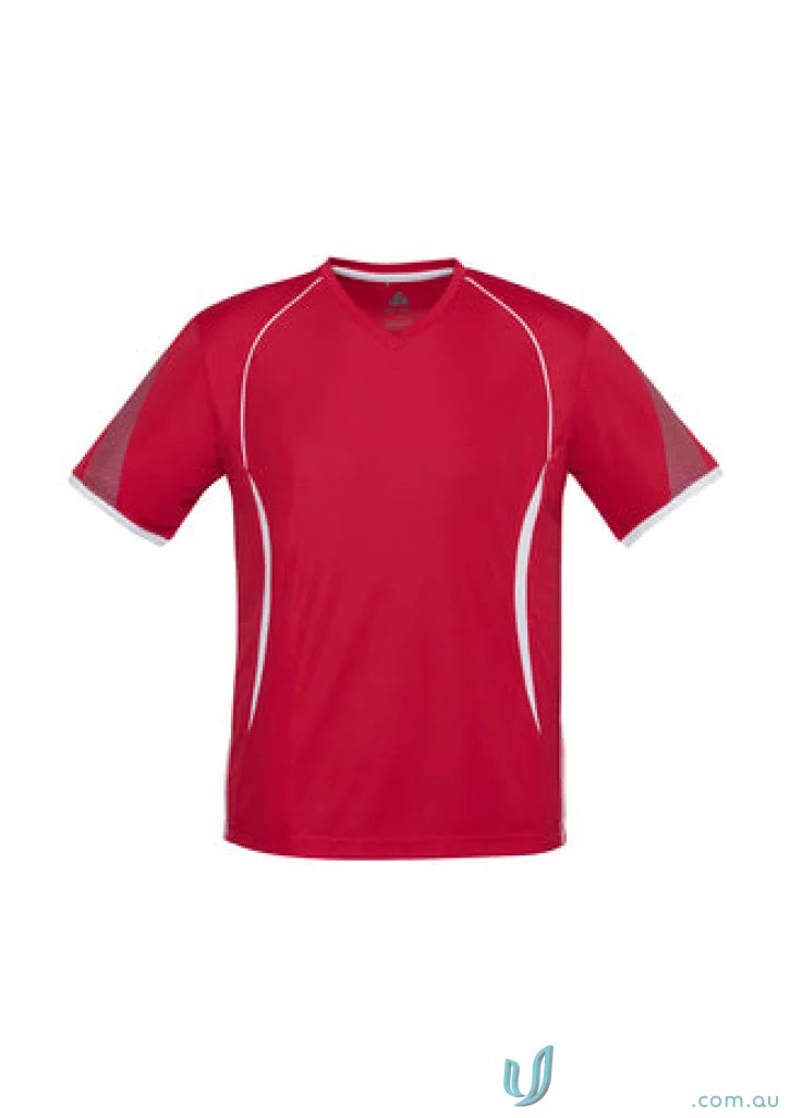 Kids Razor Tee red and white athletic t-shirt from t406ks biz collection, kids razor short sleeve, biz cool polyester
