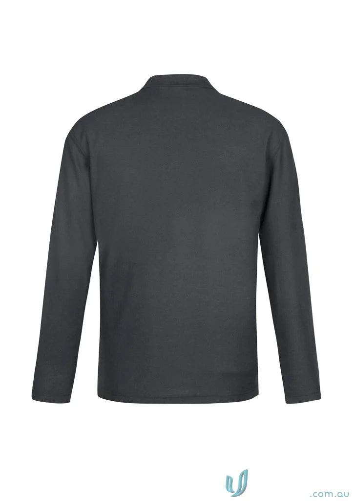 Charcoal Krue LS Polo men’s crew long with twin needle sleeve details and p400ml long sleeve polo style