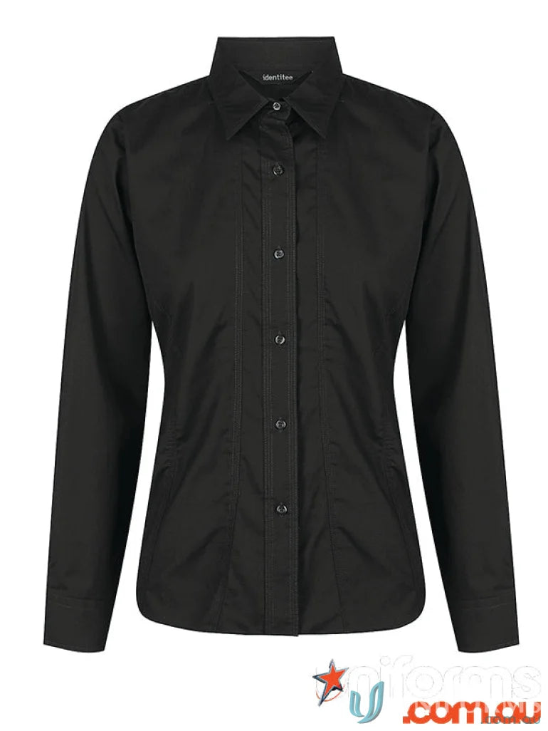 Ladies Aston LS Shirt black long-sleeved button-down perfect for work uniforms and workwear