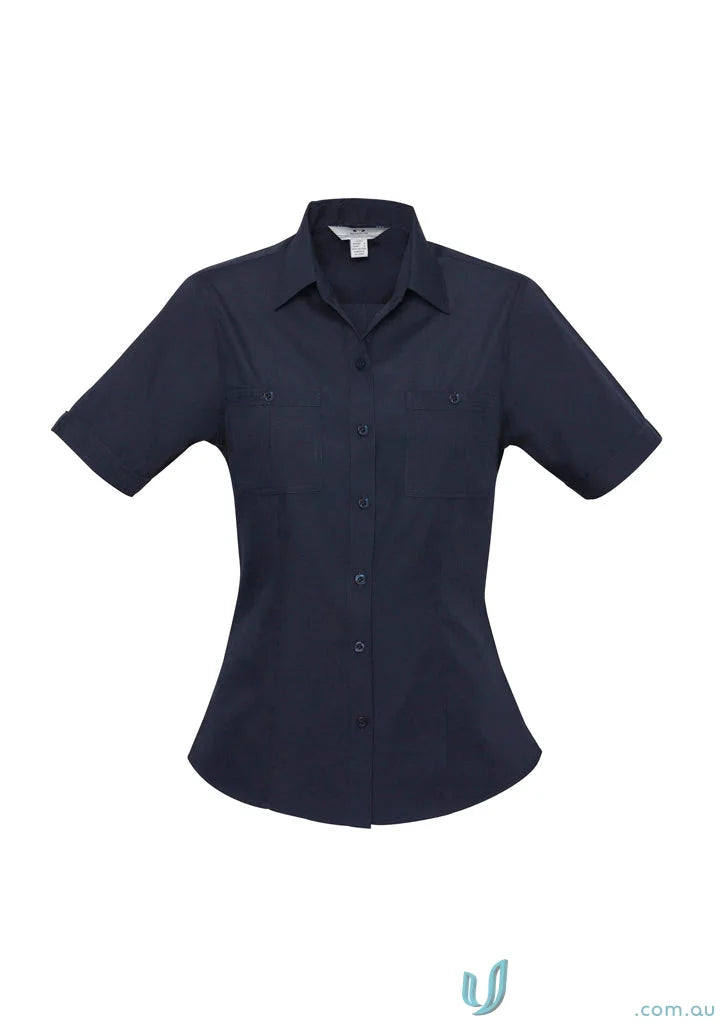 Navy blue Ladies Bondi SS Shirt from Biz Collection Ladies, perfect for womens Bondi short style